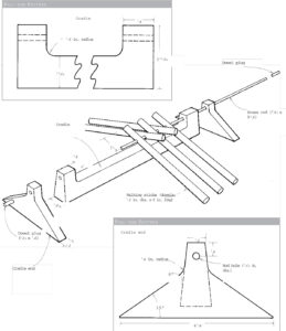 black and white illustration of wood measurements for a toy